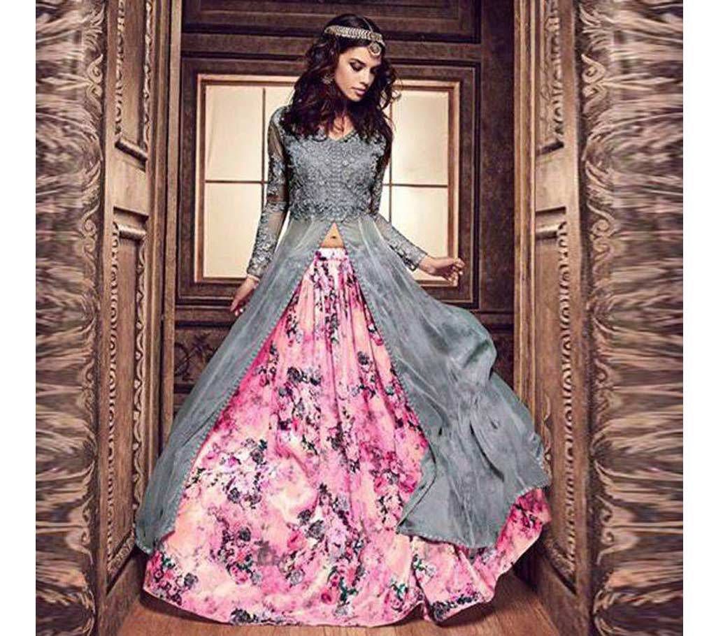 Ash And Pink Georgette Anarkali For Women