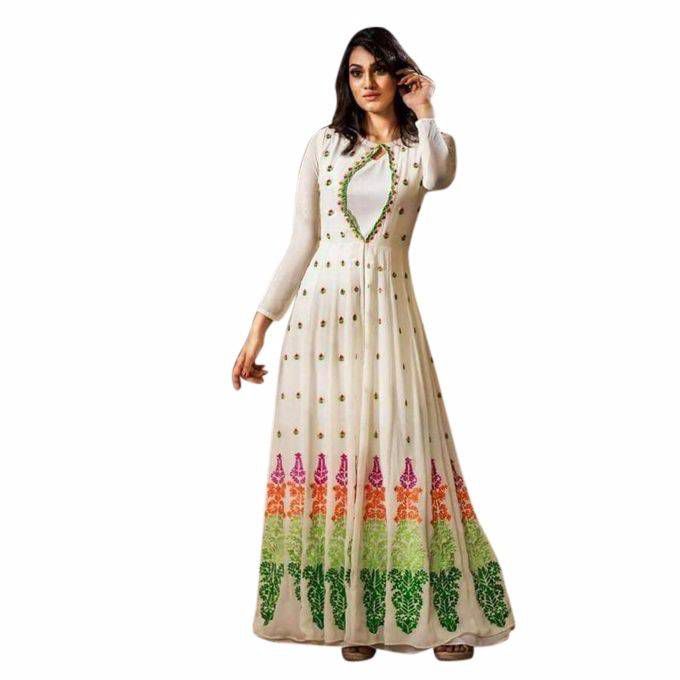 Off White Georgette Gown For Women