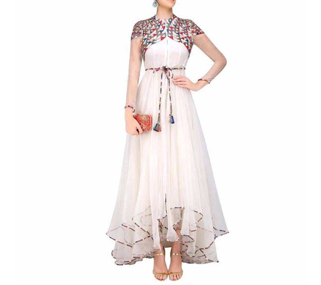 White Soft Georgette Gown For Women