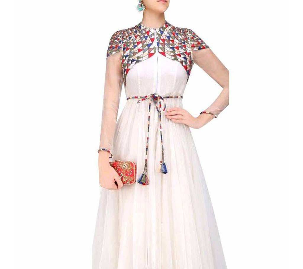 White Soft Georgette Gown For Women