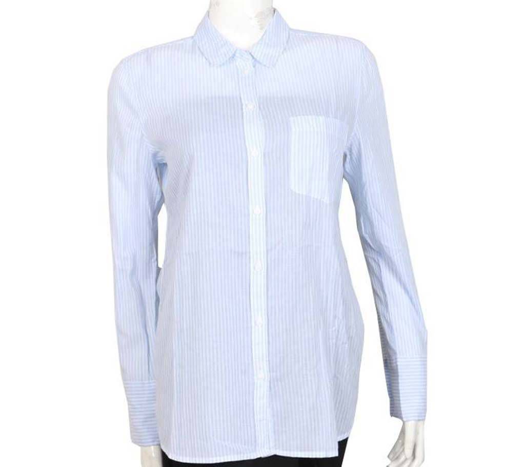 Lady's Full-Sleeve Striped Cotton Shirt
