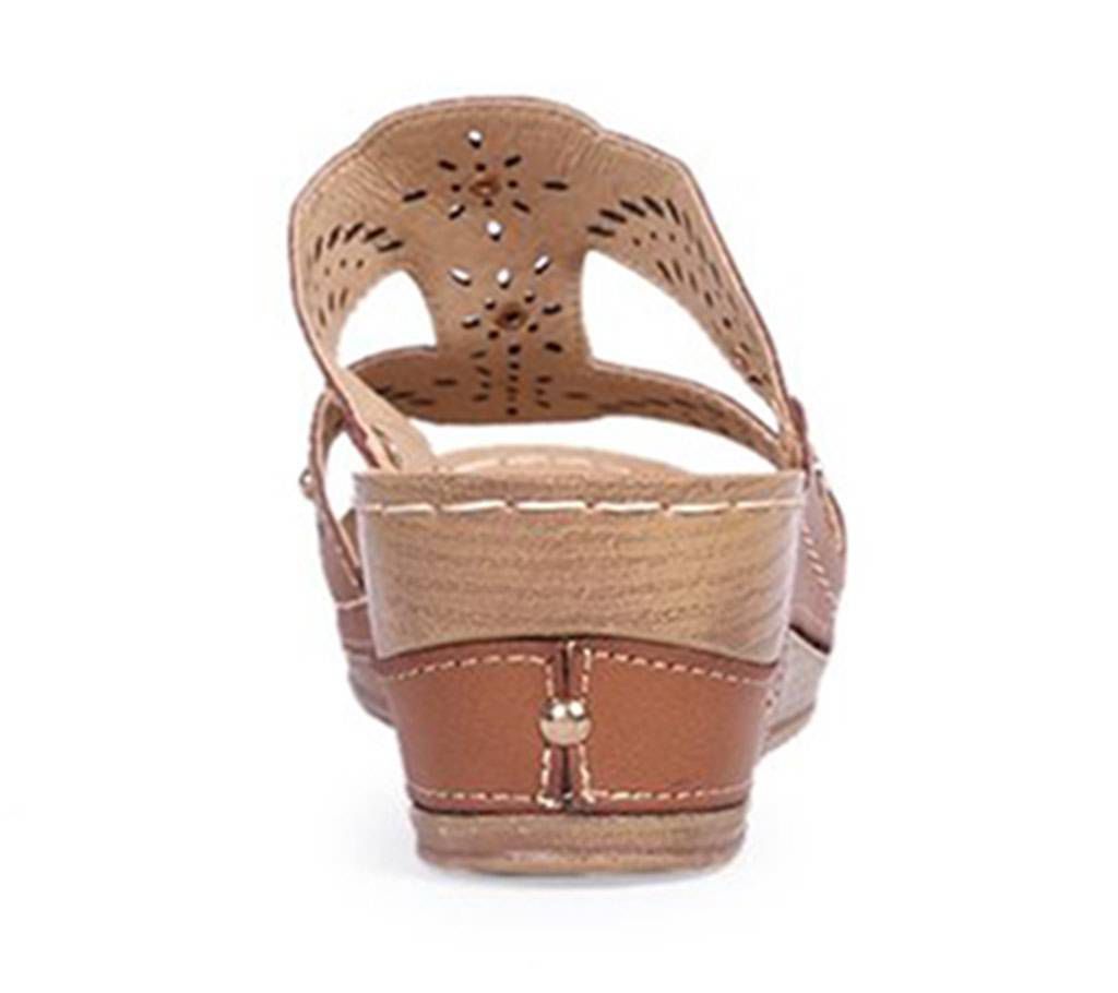 Nino-Rossi Brown Ladies Smooth Leather Box Heel Sandal