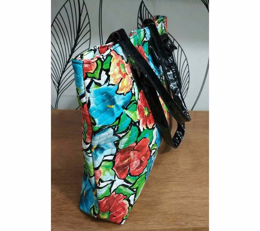 Floral Printed Multi Color Ladies Handbag