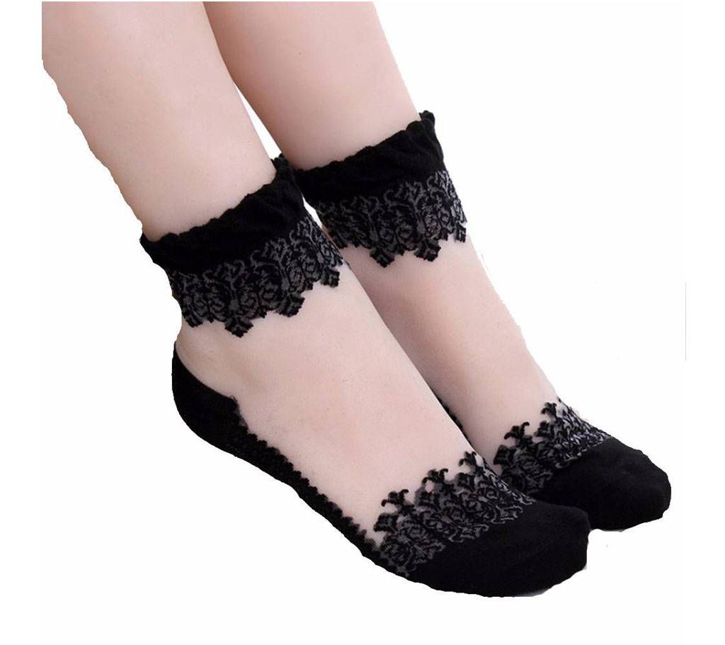 Ladies black trendy socks
