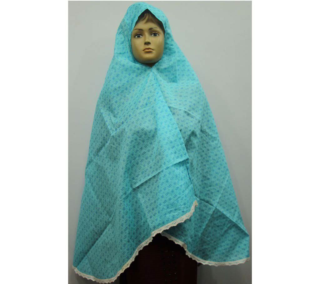 Printed cotton hijab with lace border 