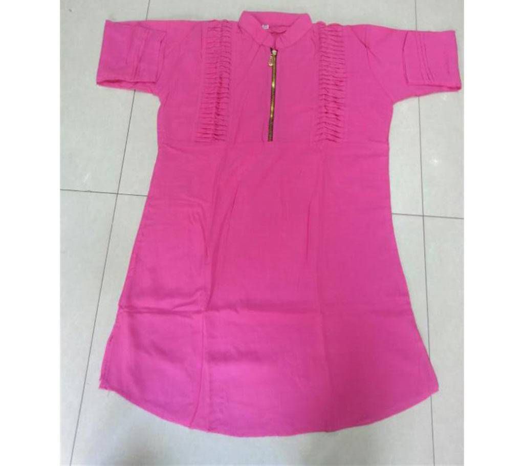 Zipper Linen Kuchi Tops - Pink