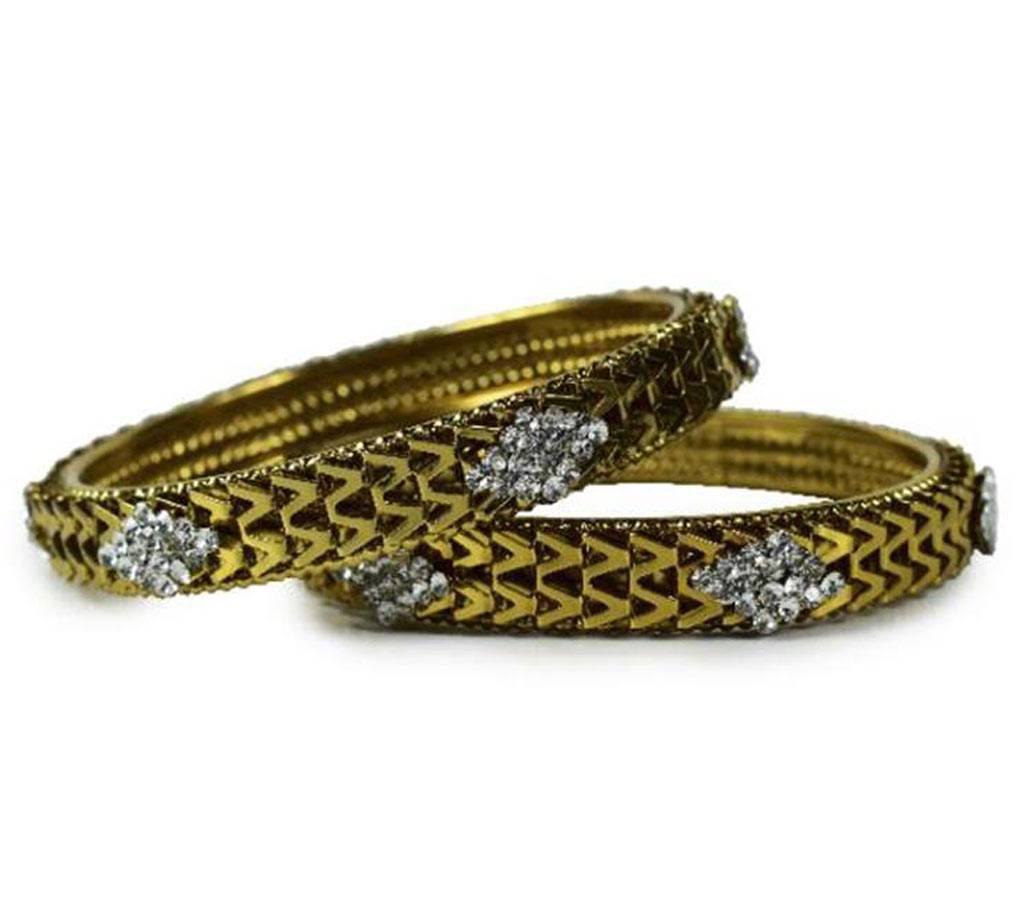 Indian White and Gold Plated Bangles for Women