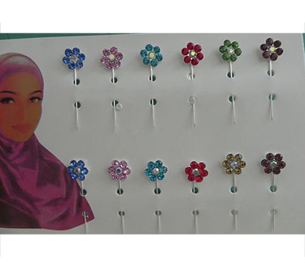 Floral shaped hijab pin (12 piece)