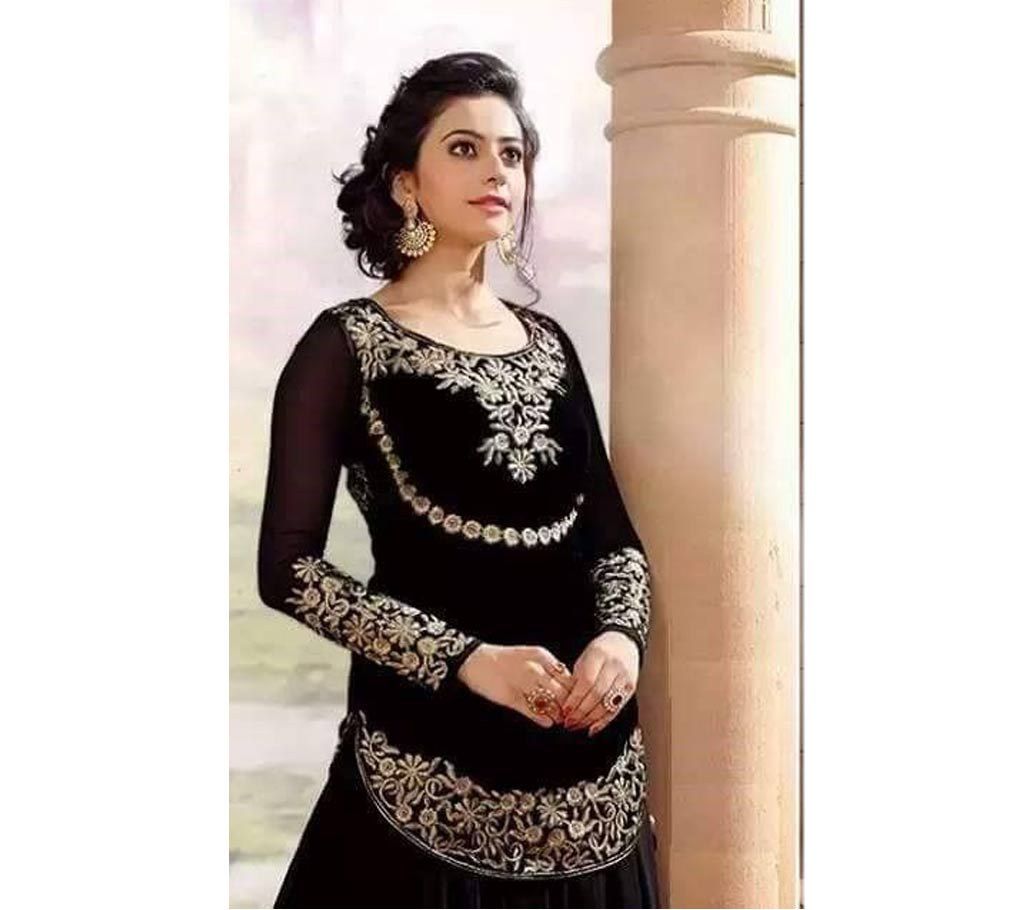 Semi stitched Georgette embroidery long party suit