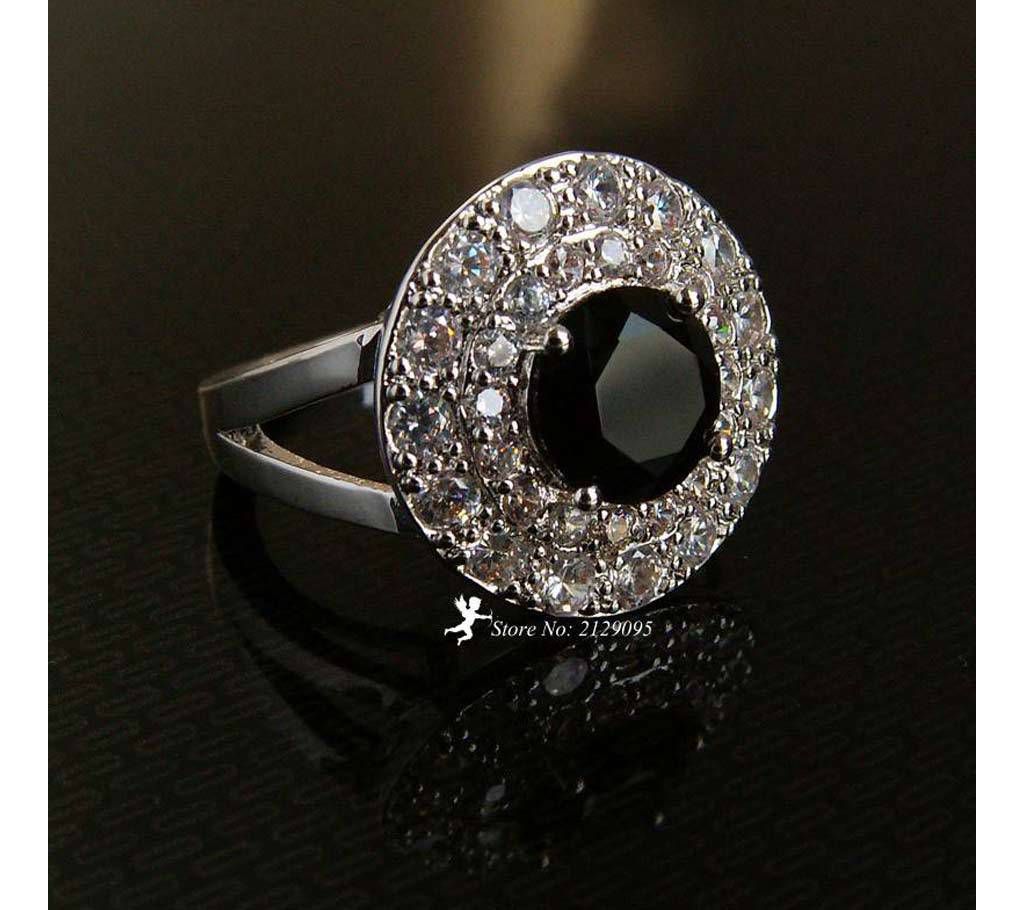 black zircon finger ring for ladies 
