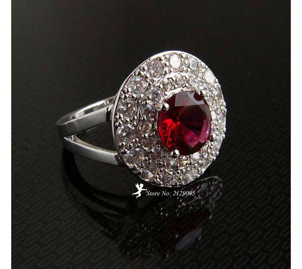 red zircon finger ring for ladies 