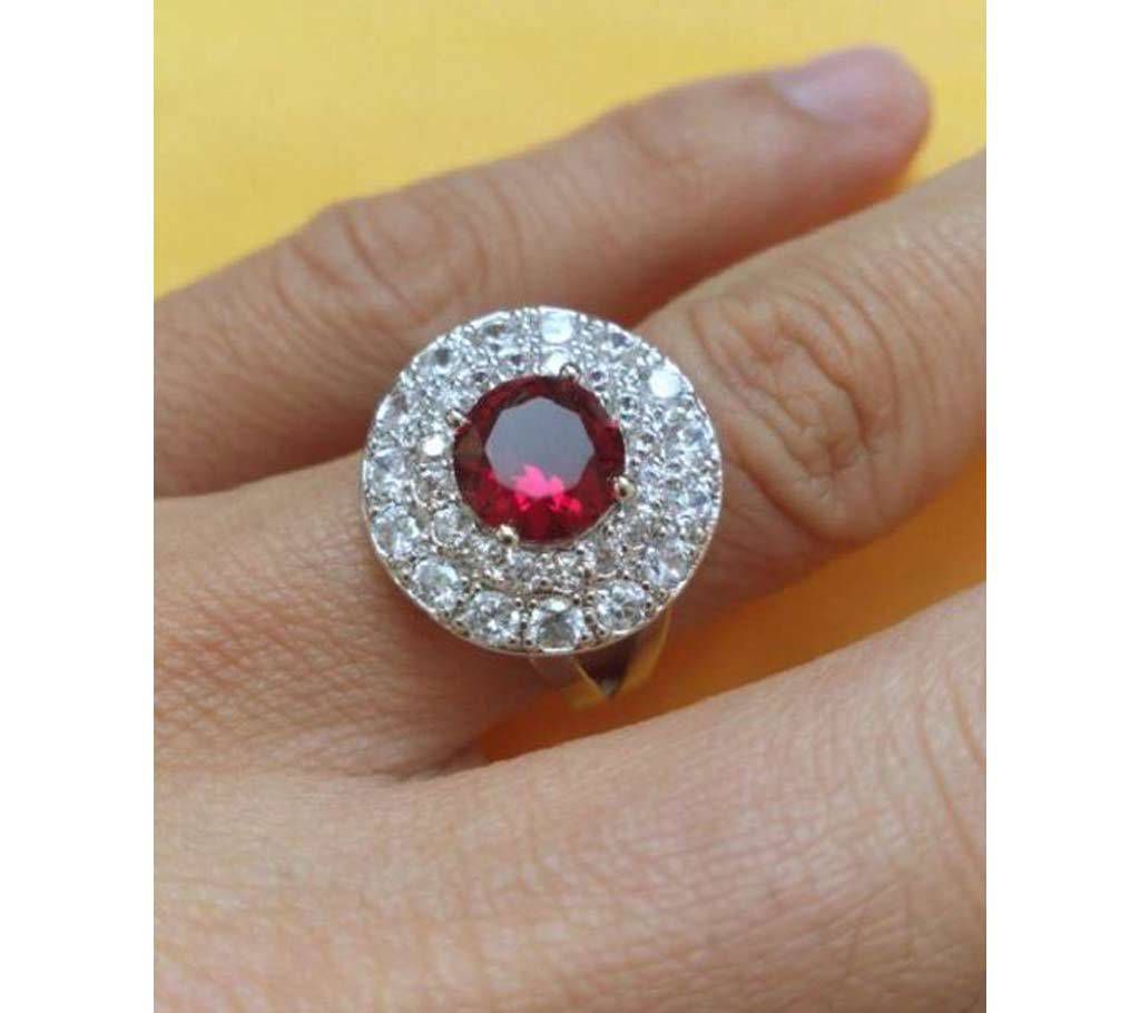 red zircon finger ring for ladies 