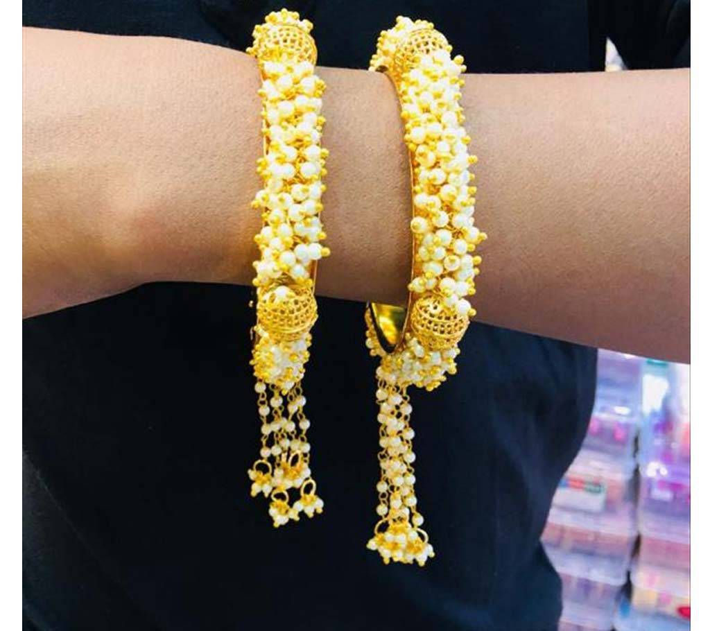 Indian Golden Color Bead Setting Bangles