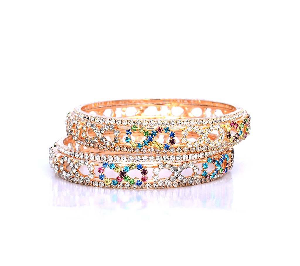 Indian Multi Color Stone Setting Bangles For Ladies  (2 pcs)