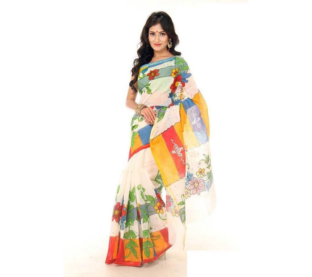 Colorful hand loom Taant cotton sharee