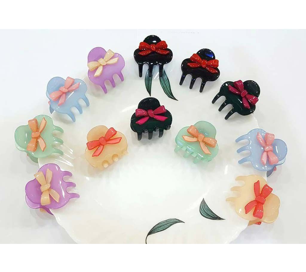 Bow Hair Punch Clip Set (12 pieces)