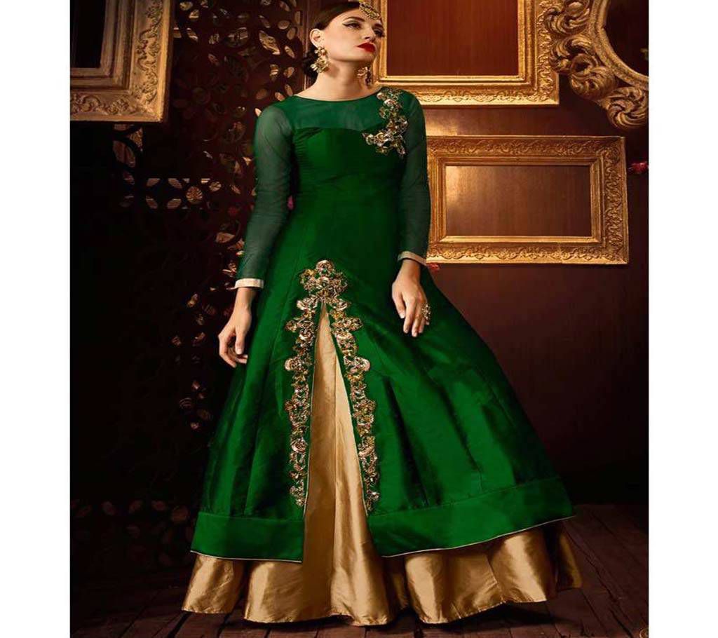 Unstitched georgette replica long gown 2 pc