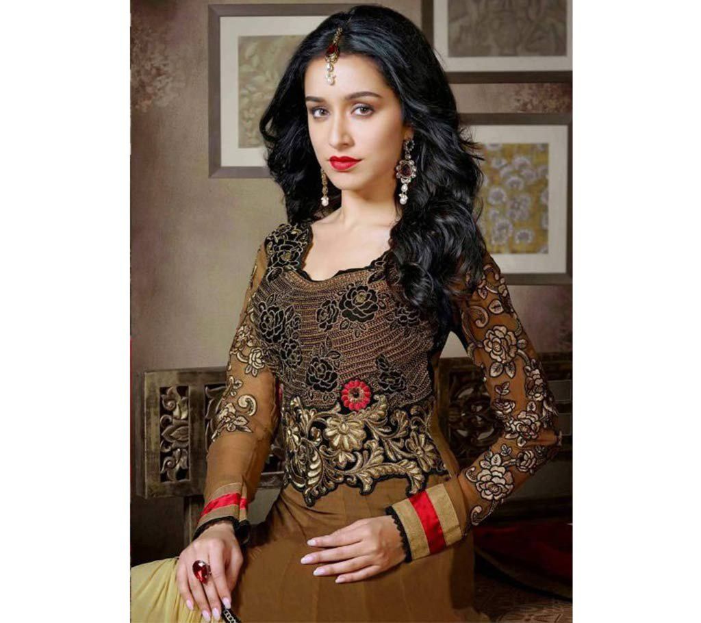 Semi-Stitched Georgette Embroidery Long Party Suit (Copy)