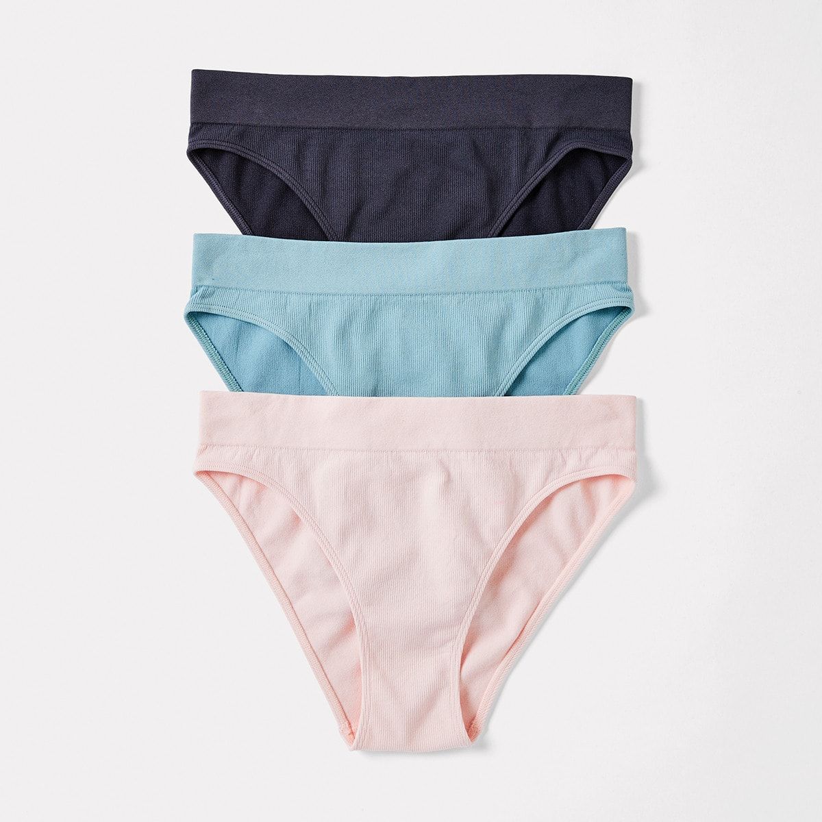 3 Pack Ribbed Seamfree Hi-Waist Bikini Briefs