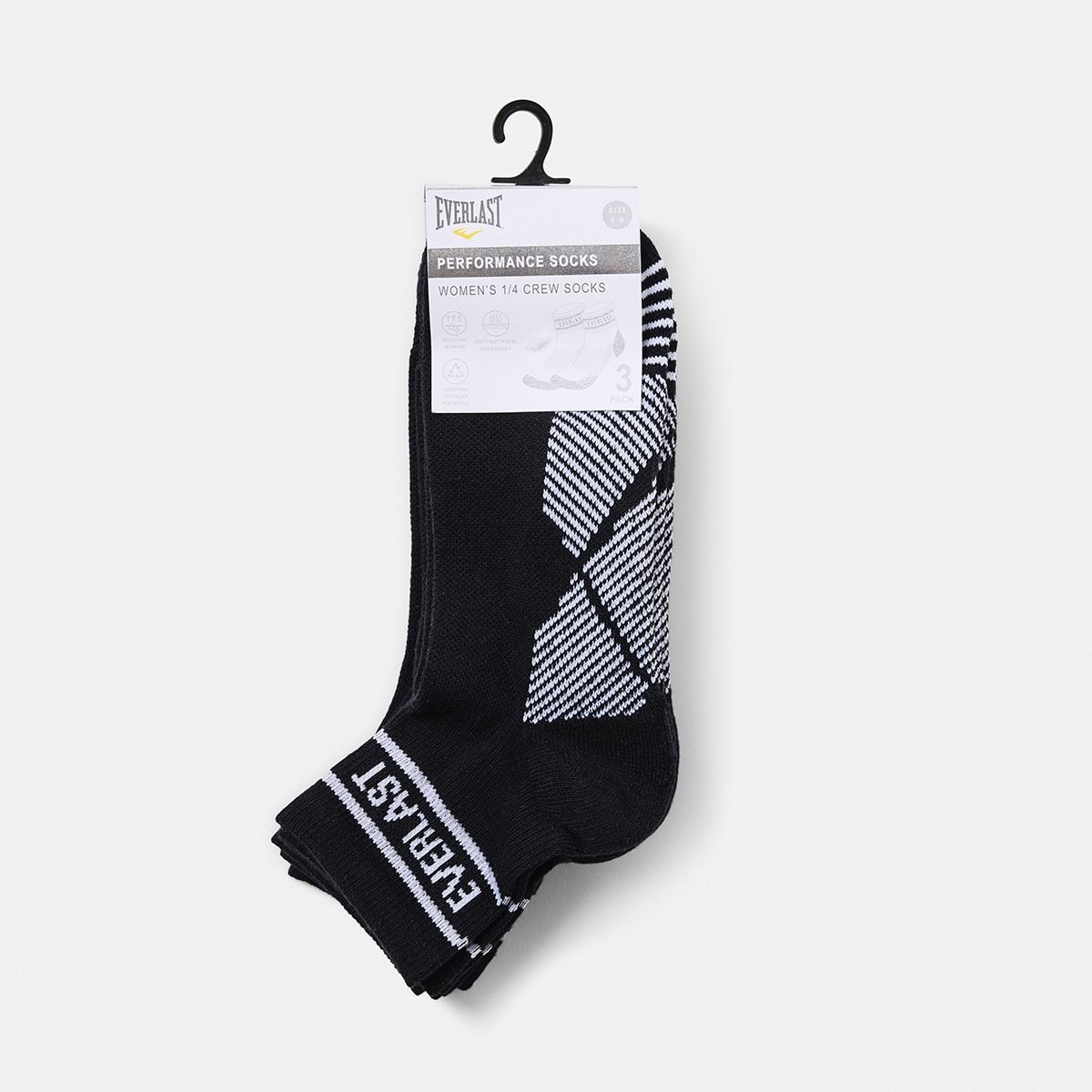 3 Pack Active Everlast Womens Quarter Crew Socks