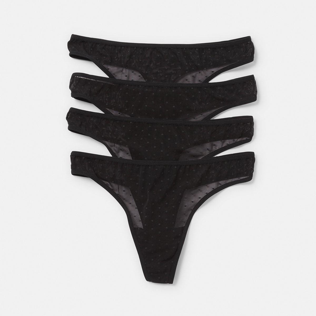 4 Pack Dobby Mesh G-String Briefs