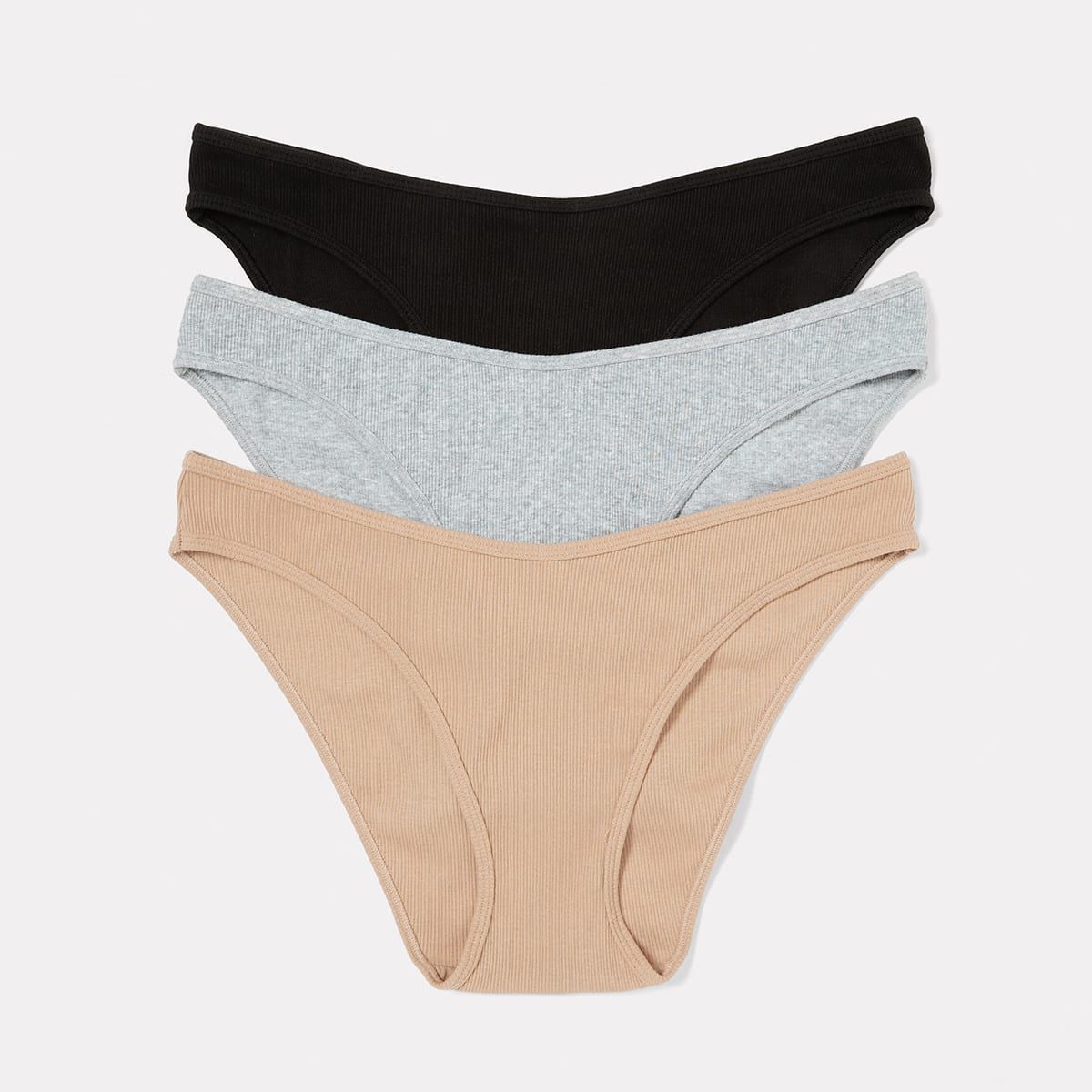 3 Pack Cotton Stretch Rib Bikini Briefs