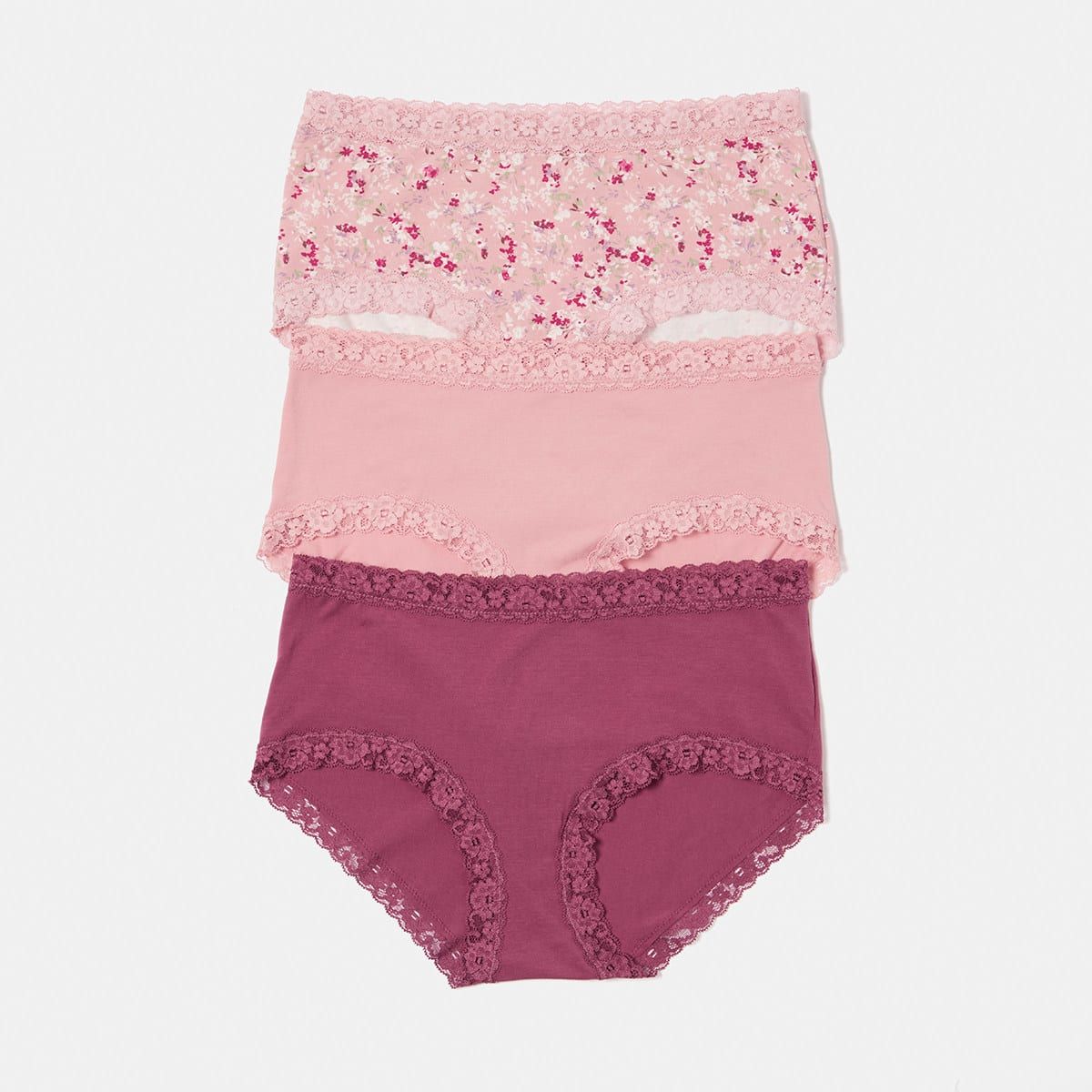 3 Pack Ava Lace Midi Briefs