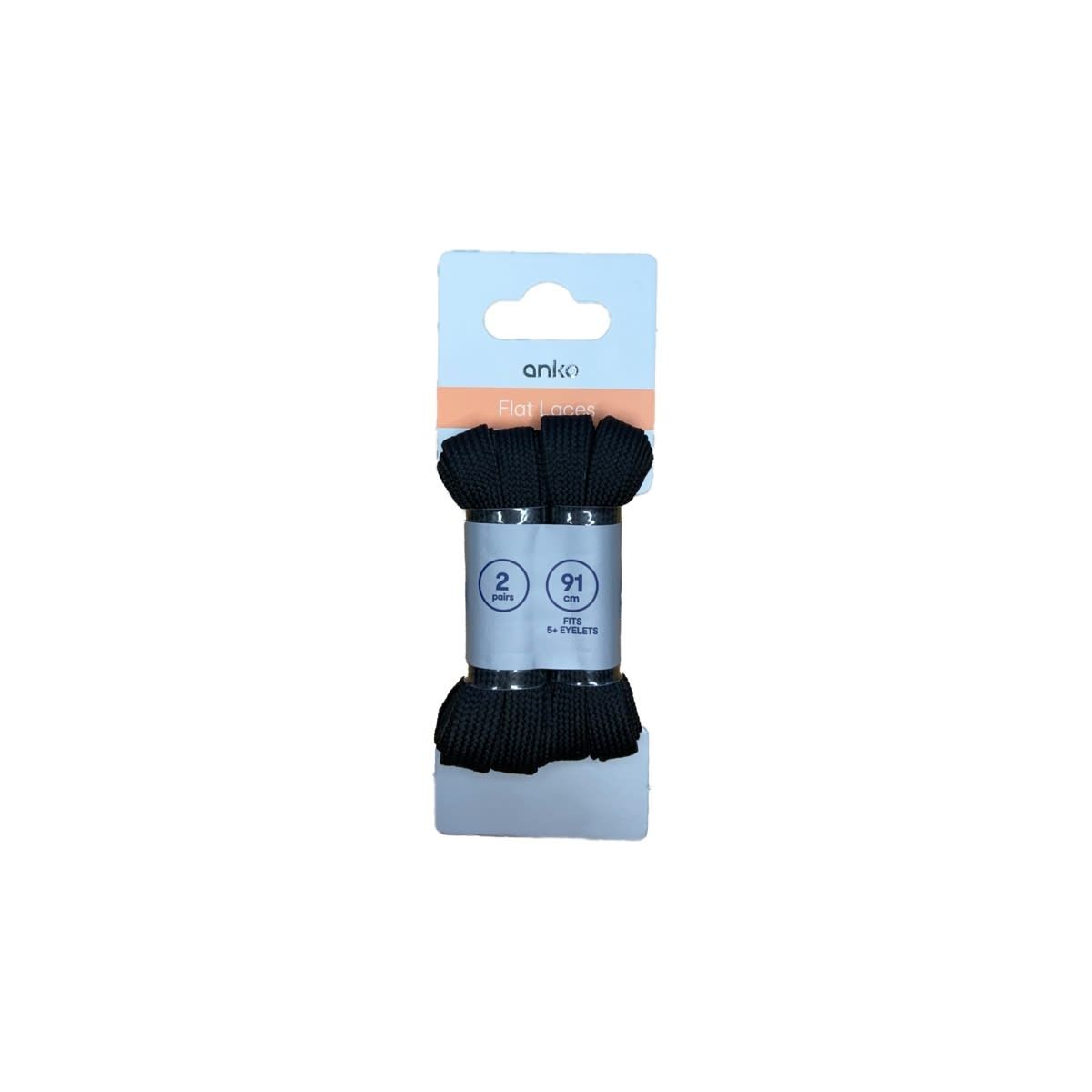 2 Pack Flat Laces - Black