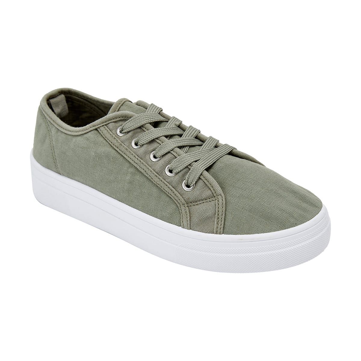 Washed Canvas Flatform Sneakers