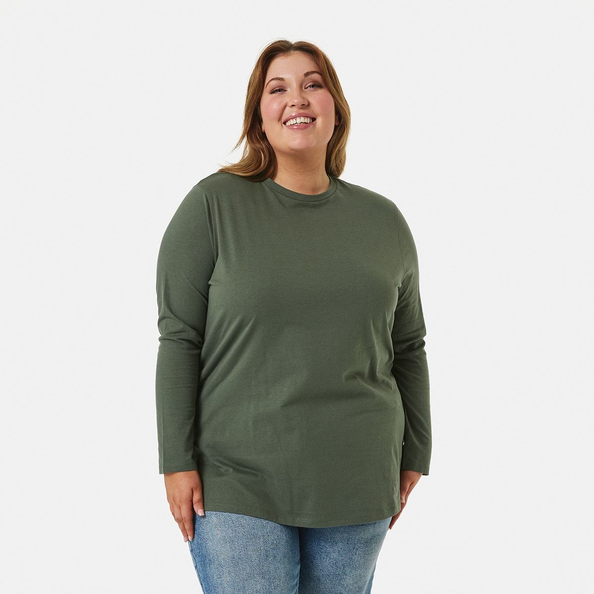 Curve Long Sleeve Cotton T-shirt