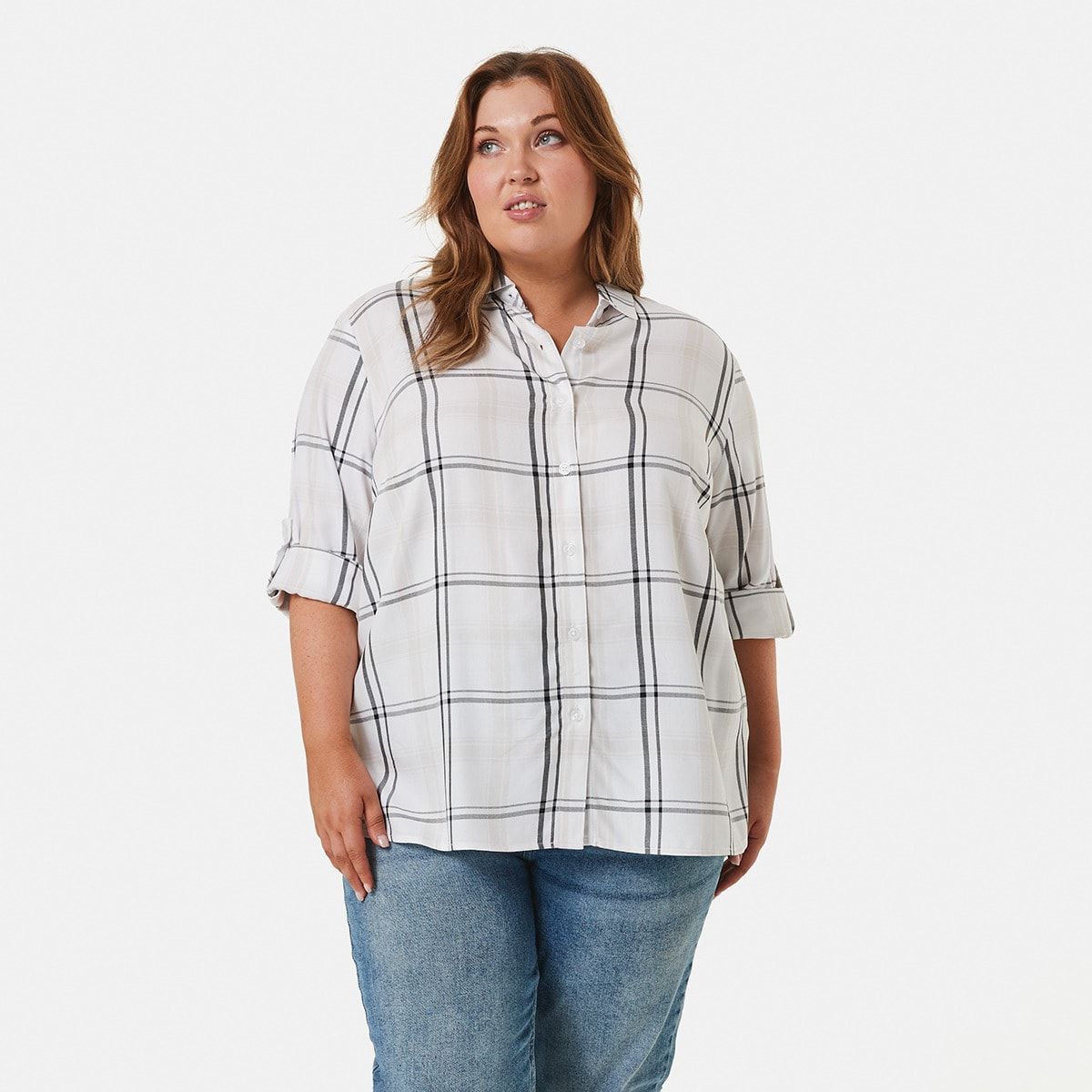 Curve Long Sleeve Relaxed Check Shirt