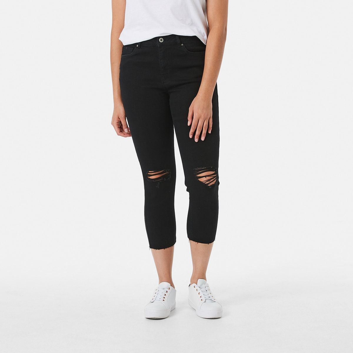 3/4 Distressed Skinny Jeans