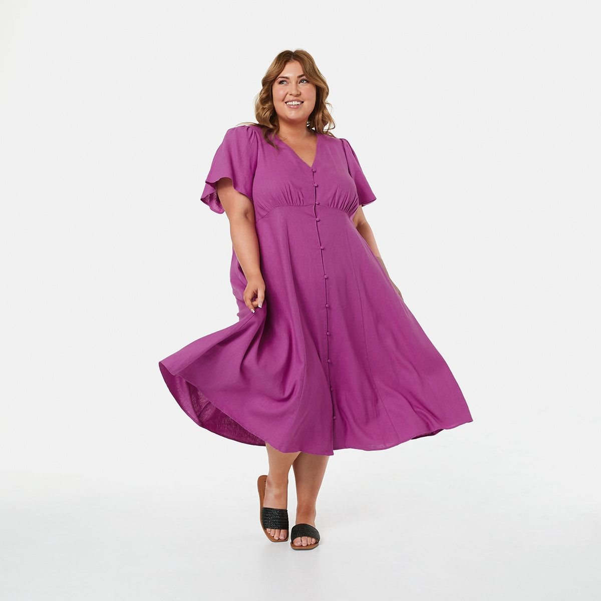 Curve Short Sleeve Midi Tea Dress
