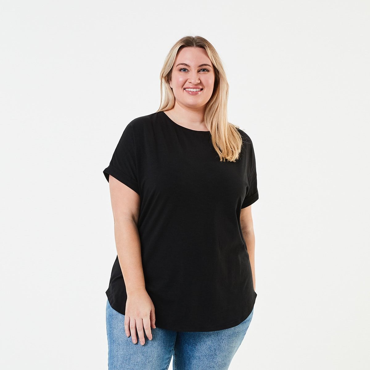 Curve Short Sleeve Longline Slub T-shirt
