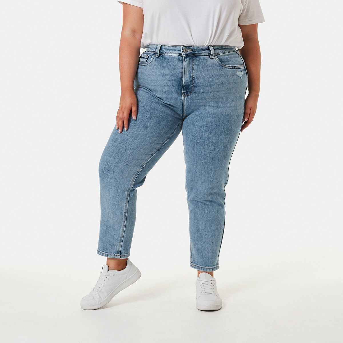Curve Distressed Mum Jeans