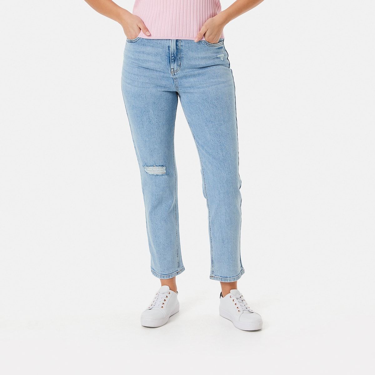 Slim Straight Distressed Jeans