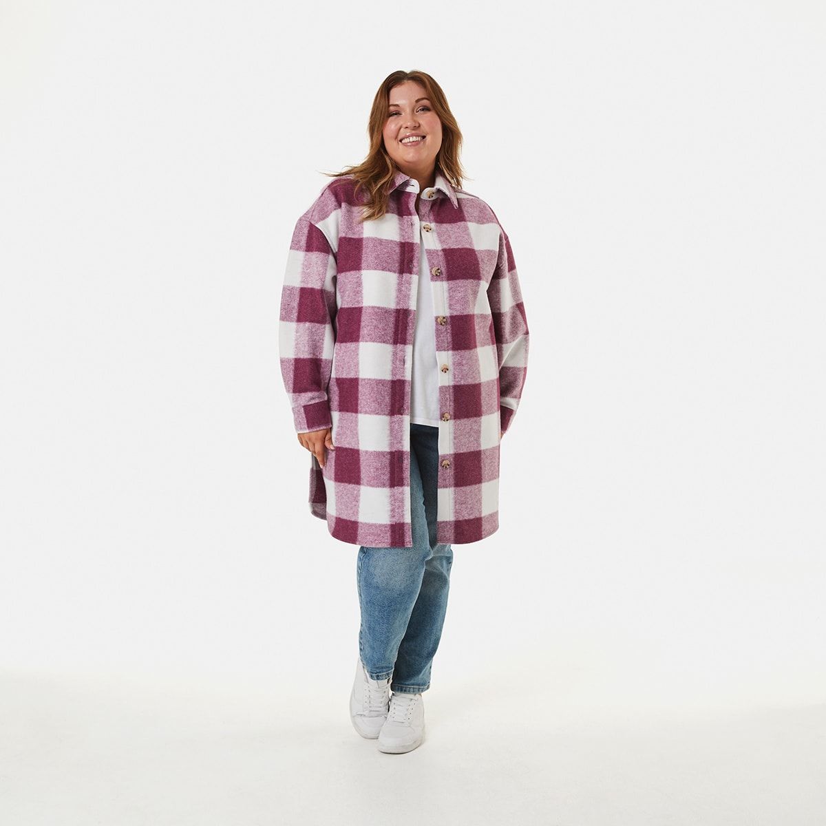 Curve Long Sleeve Check Shacket