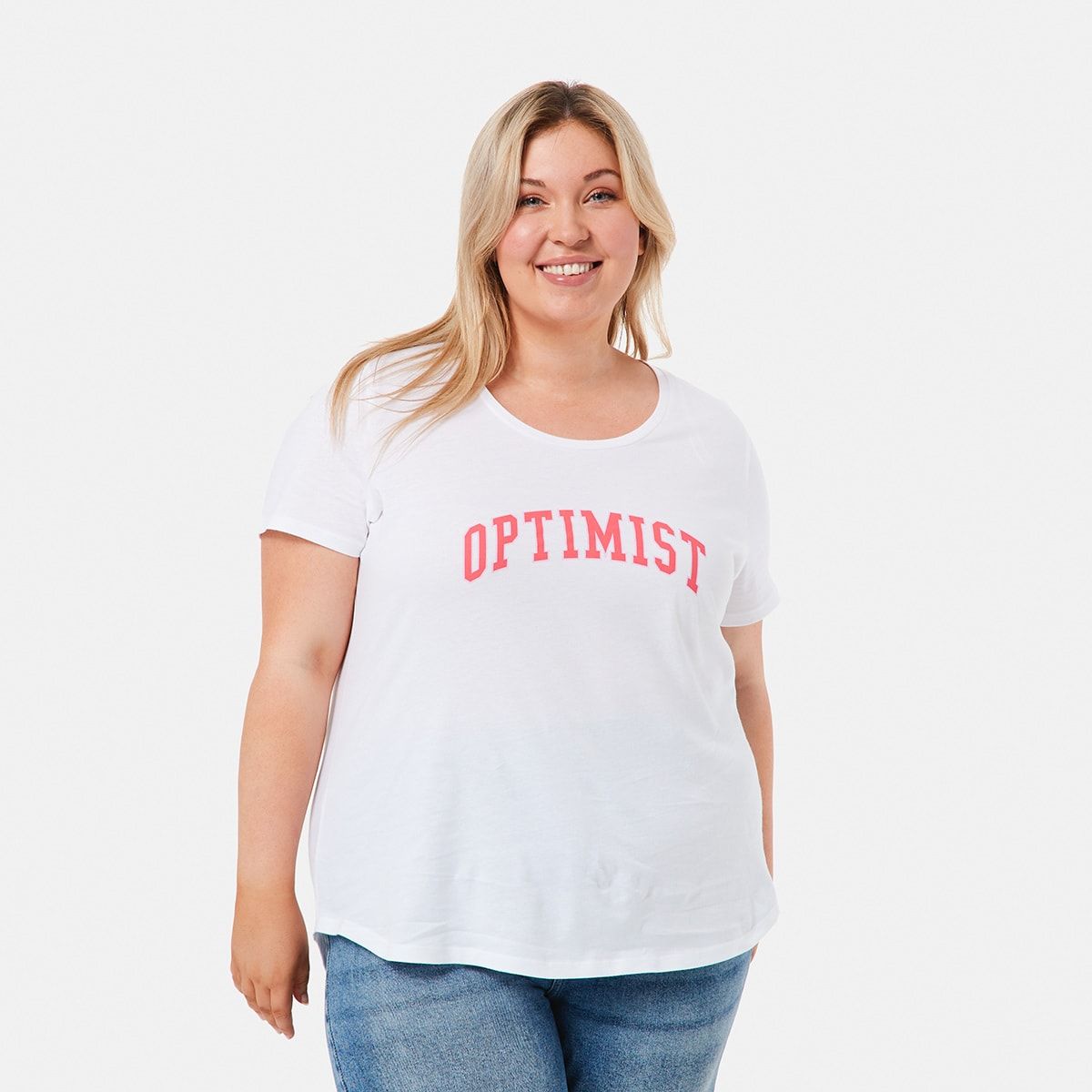 Curve Short Sleeve Basic Print T-shirt