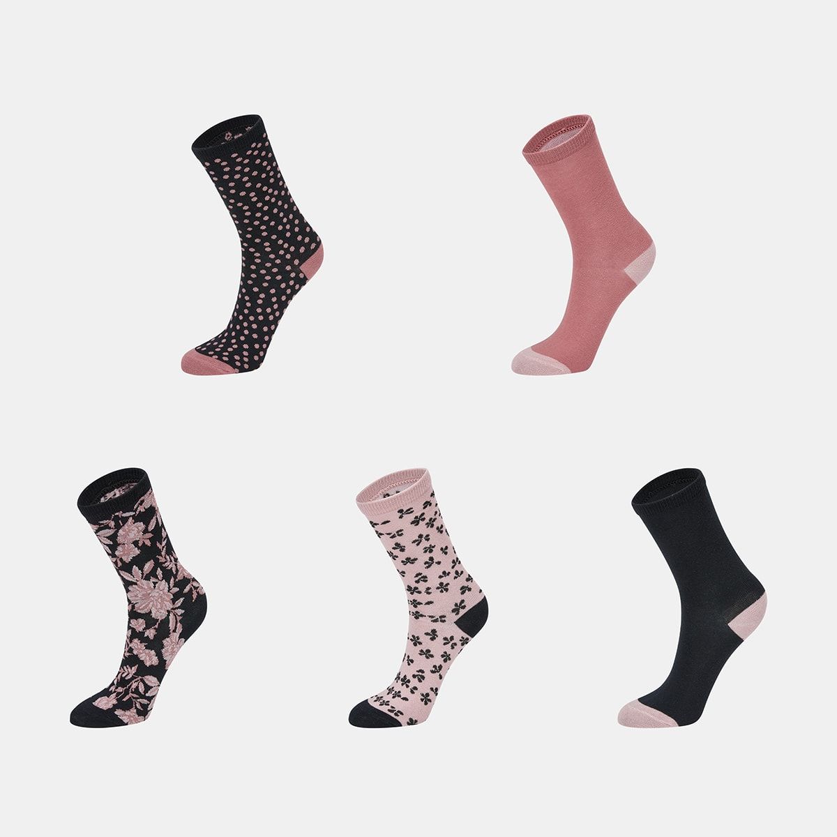 5 Pack Jacquard Crew Socks