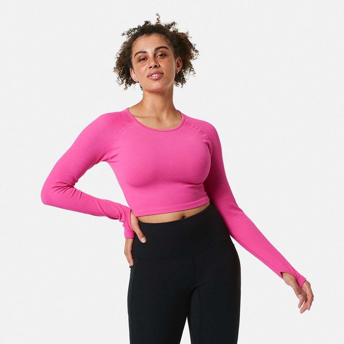 Active Womens Long Sleeve Seamfree Crop Top