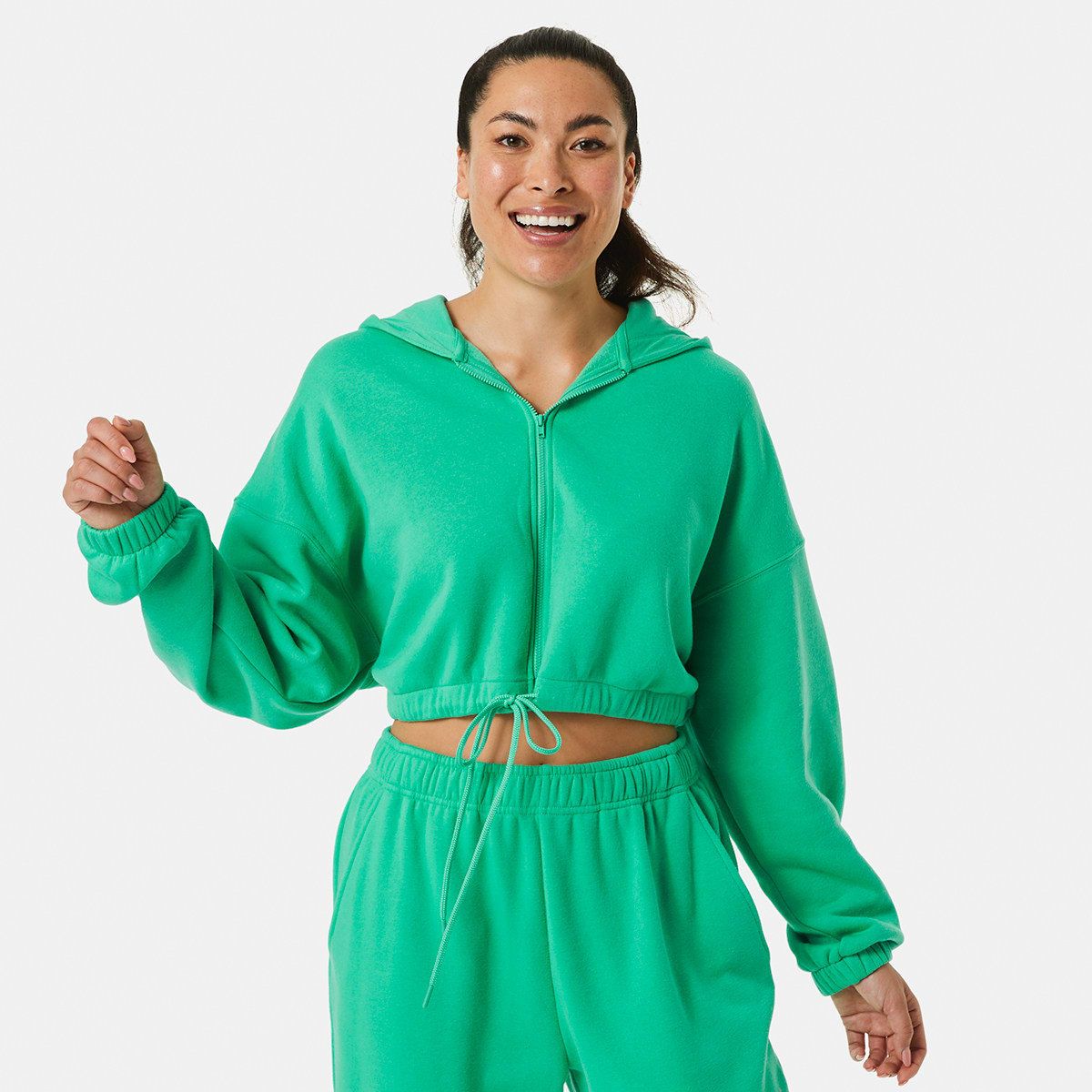 Active Womens Cropped Zip Hoodie
