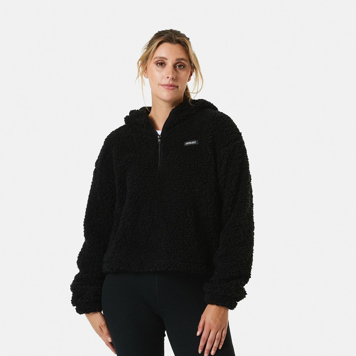 Active Everlast Womens Outdoor Luxe Bonded Faux Fur Quarter Zip Hoodie