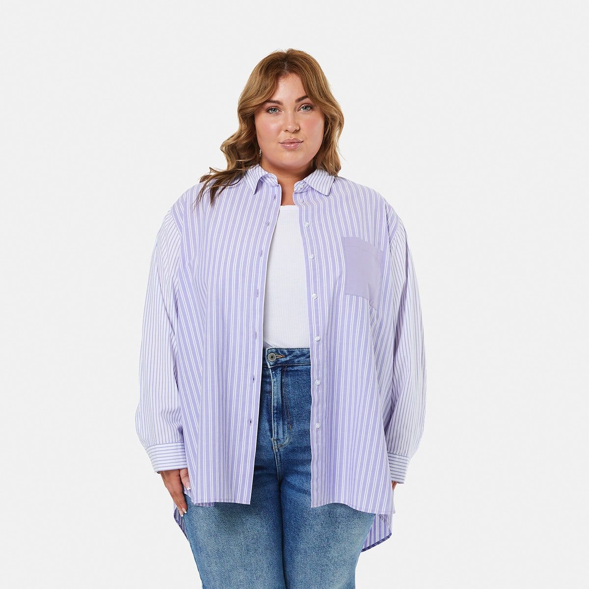 Curve Long Sleeve Multi Stripe Shirt