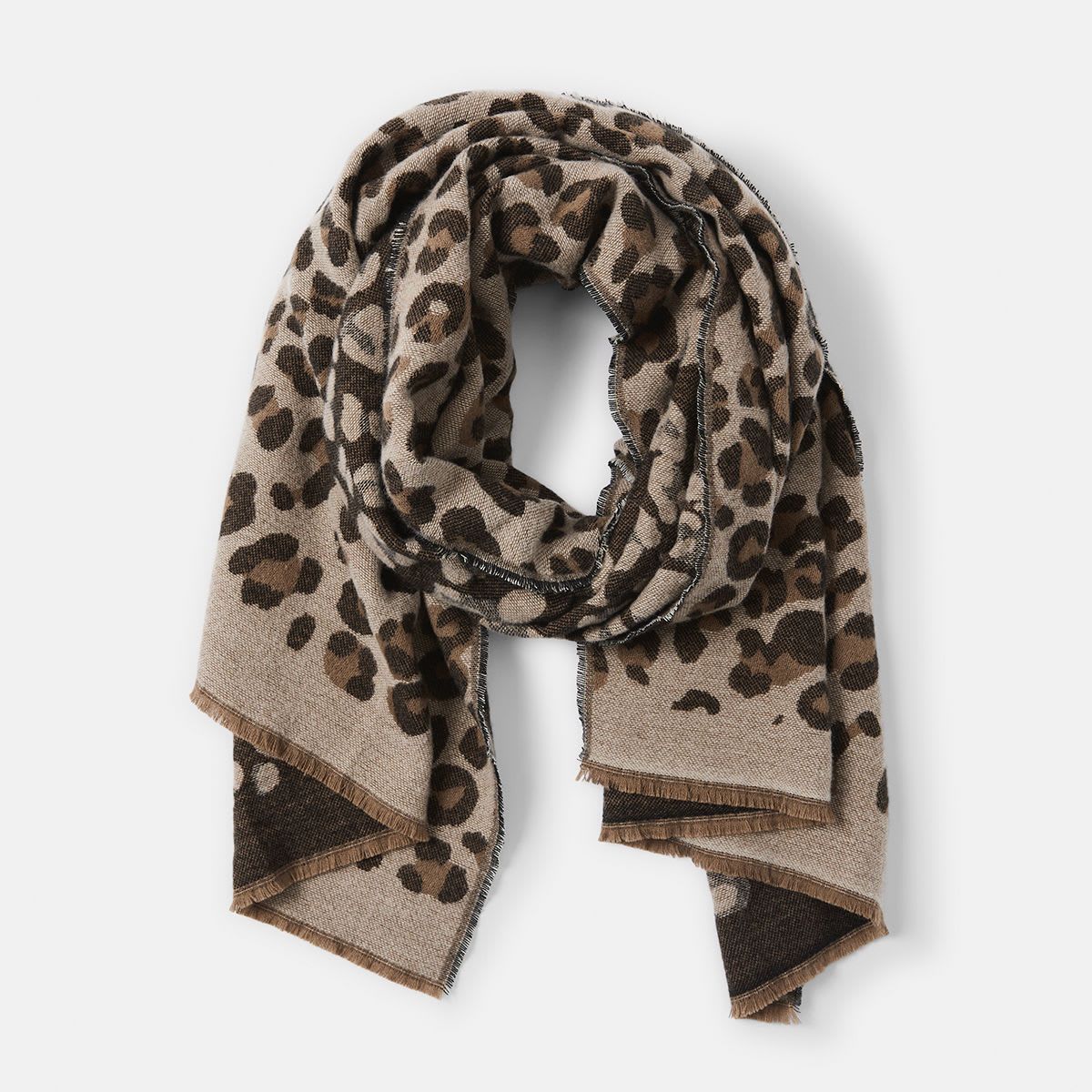 Large Leopard Wrap-Style Scarf