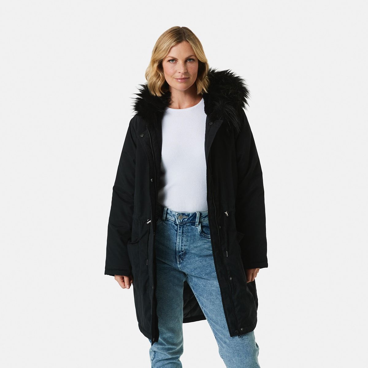 Fur Trim Parka Jacket