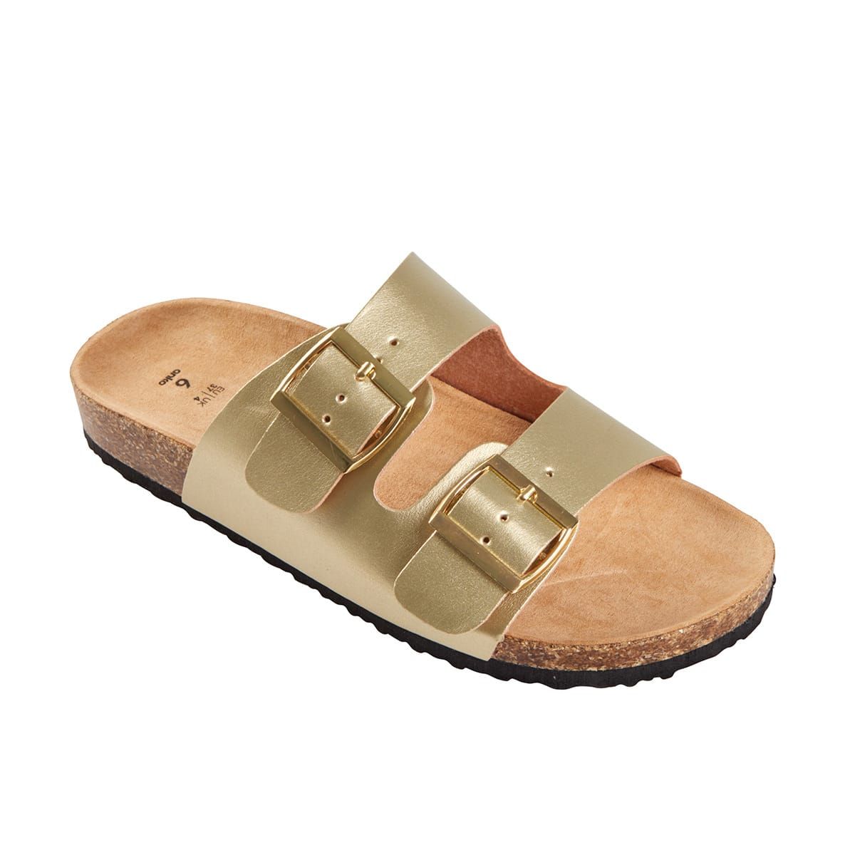 Double Buckle Footbed Slides
