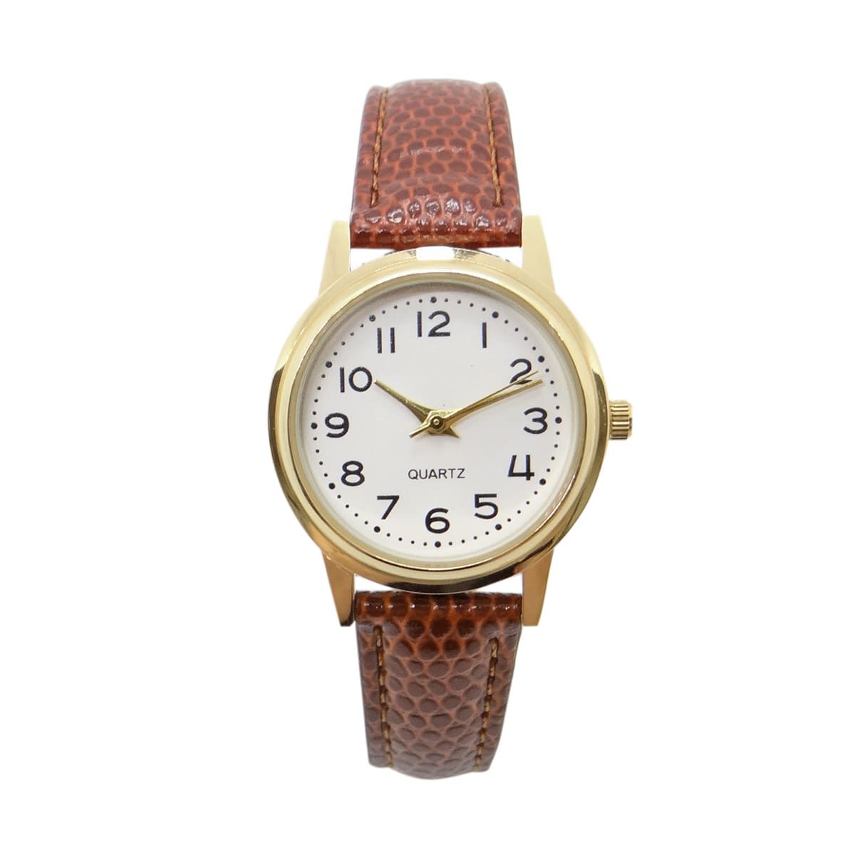 Womens Classic Analogue Watch with Gold Case & Tan Strap