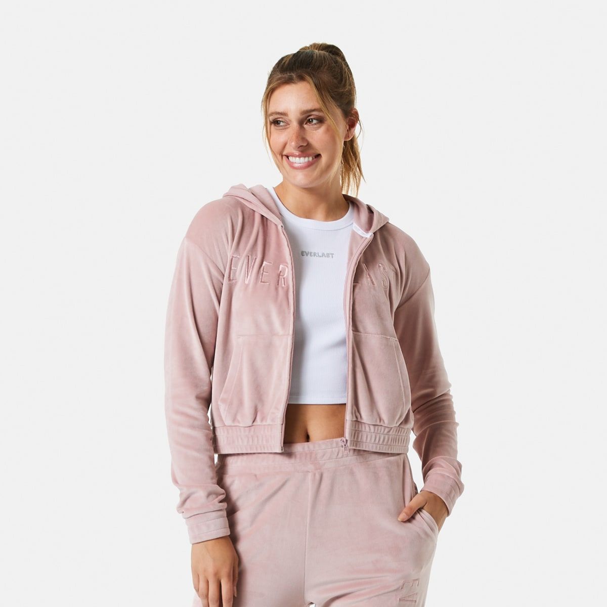 Active Everlast Womens Luxe Velour Zip Through Hoodie