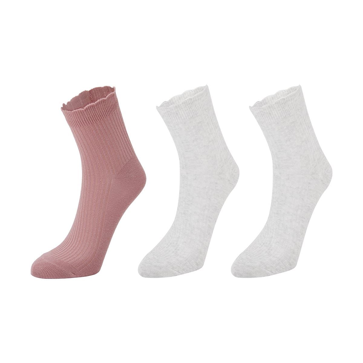 3 Pack Scallop Quarter Crew Socks