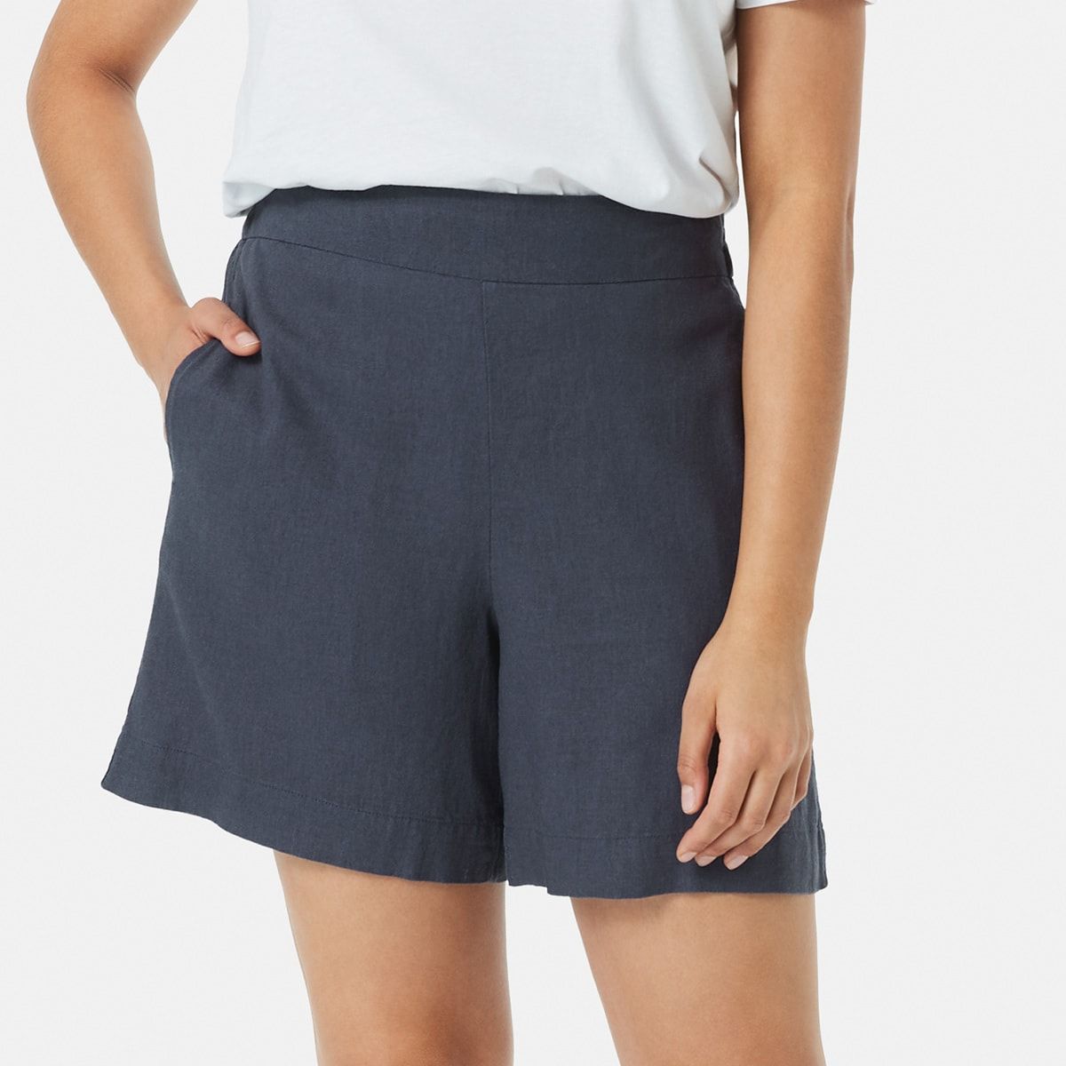 Linen Blend Midi Shorts